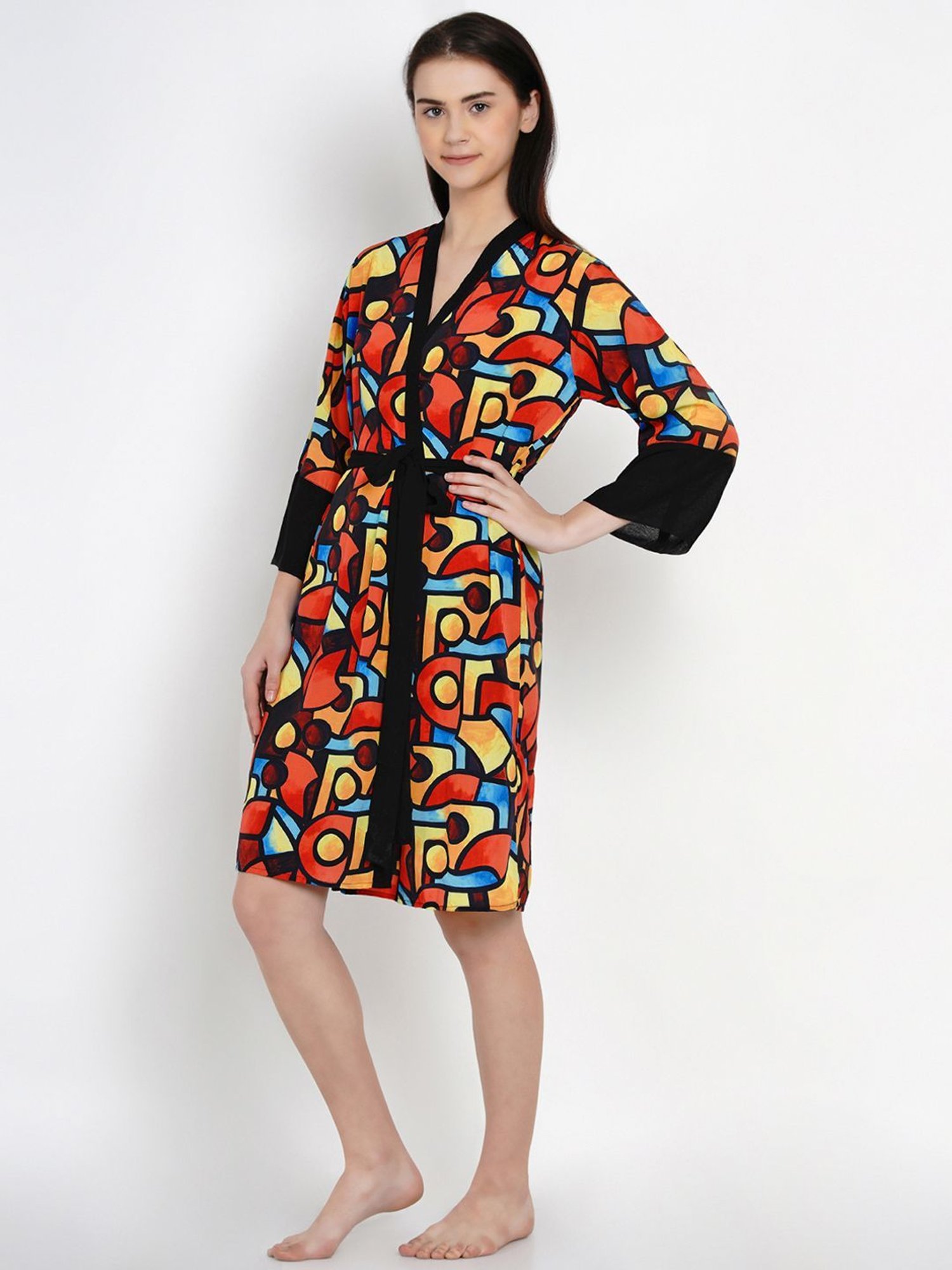Erotissch Multicolored Printed Robe