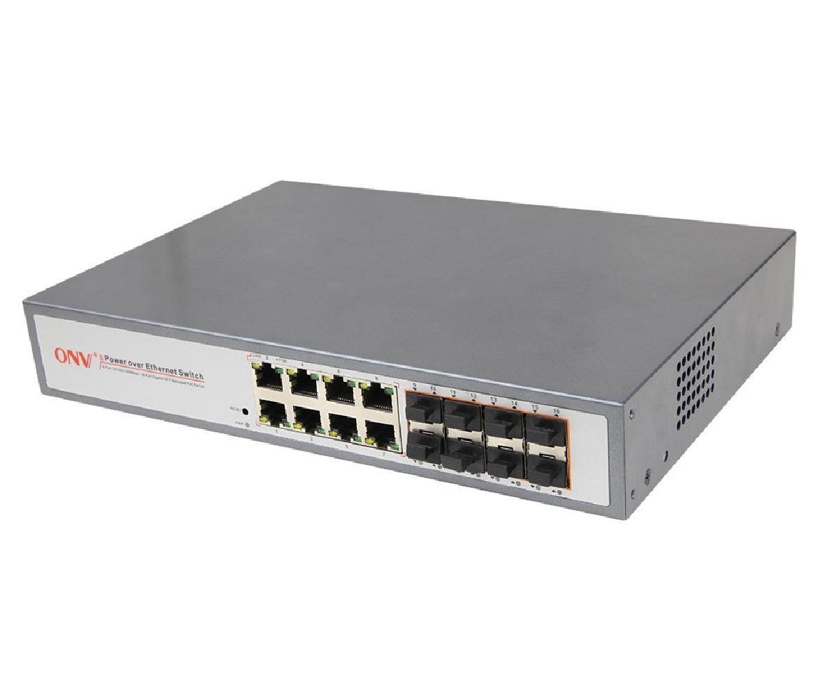 250W 16-Port Ful Gigabit L2+ Managed PoE Switch 8*10/100/1000M PoE+8*Gigabit SFP  ONV-POE33168PFM-at