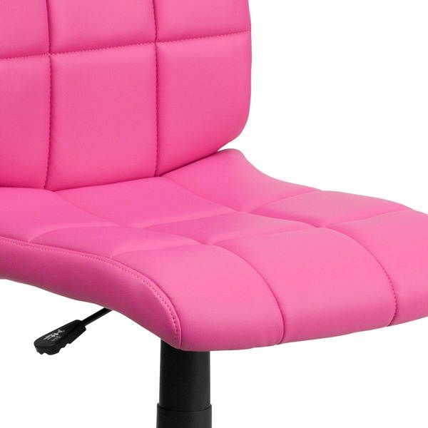 Mid-Back Pink Quilted Vinyl Swivel Task Chair
