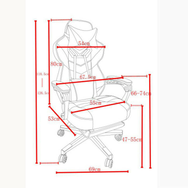 Gaming Chair Racing Style Leather Office Recliner Computer Seat Swivel Footrest