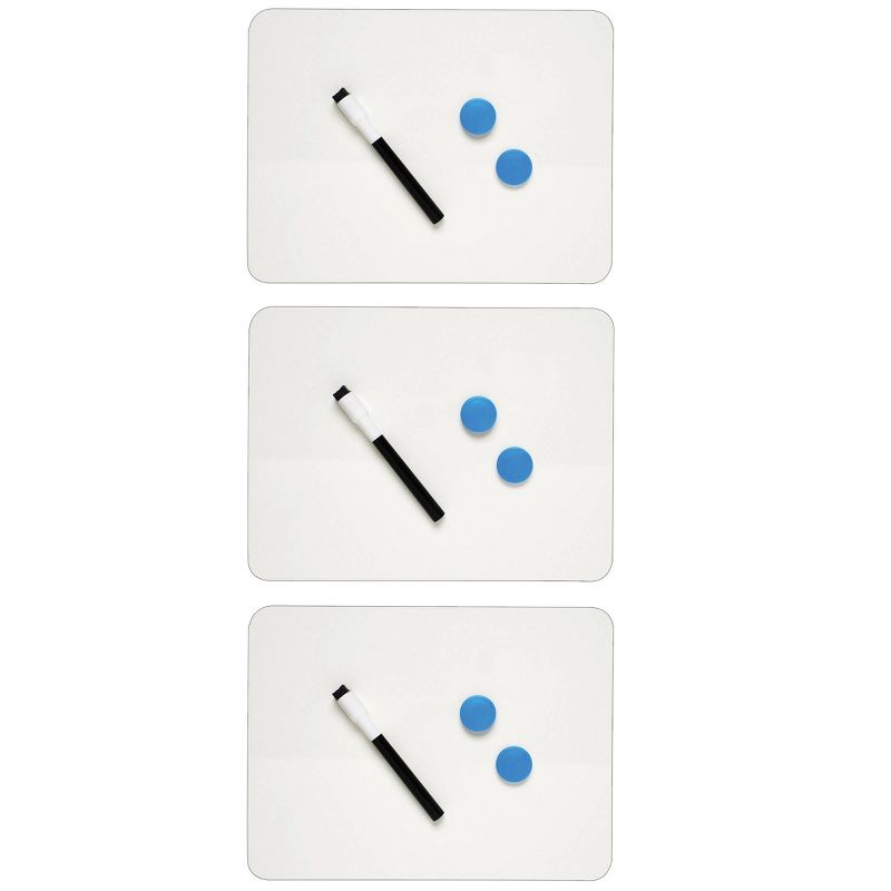 3pk 9" x 12" Magnetic Dry Erase Boards 2-Sided Plain - Charles Leonard