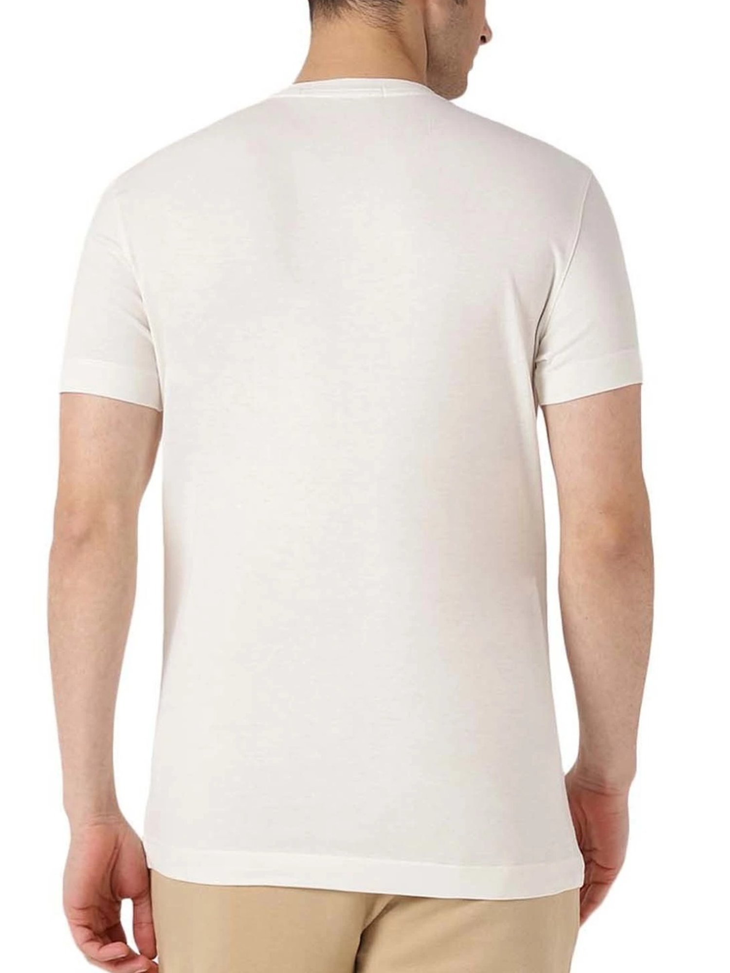 Calvin Klein Jeans Ivory Cotton Slim Fit T-Shirt
