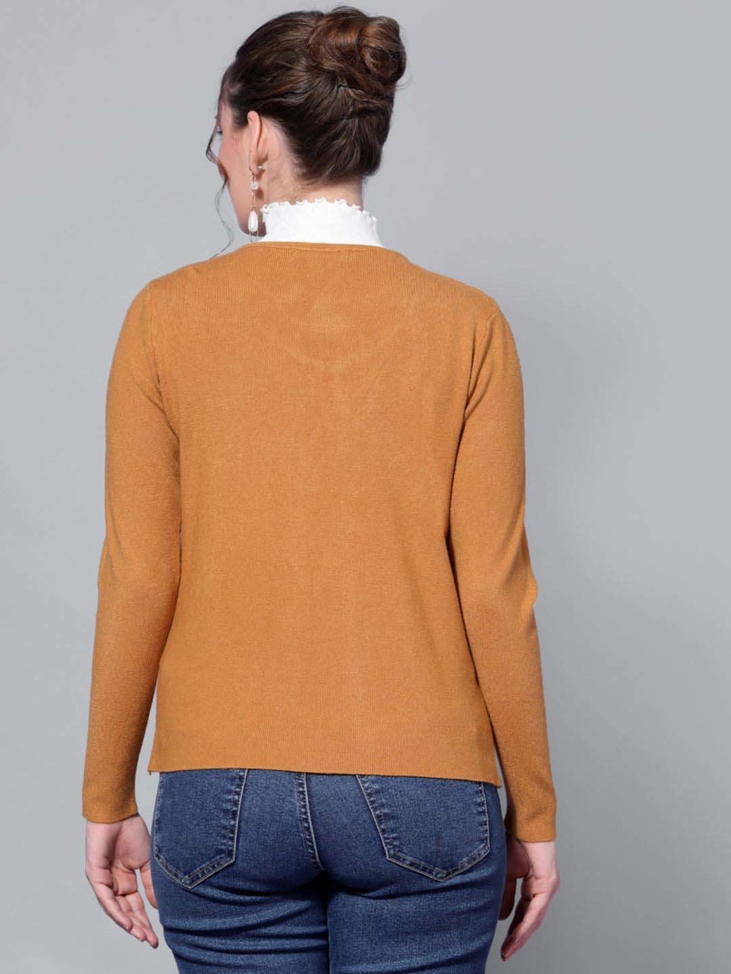 Mafadeny Mustard Embellished Shrug