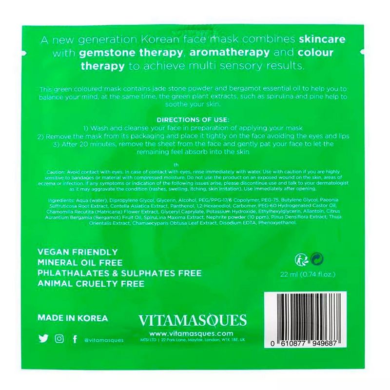 Vitamasques Jade Gemstone Sheet Mask - 0.74 fl oz
