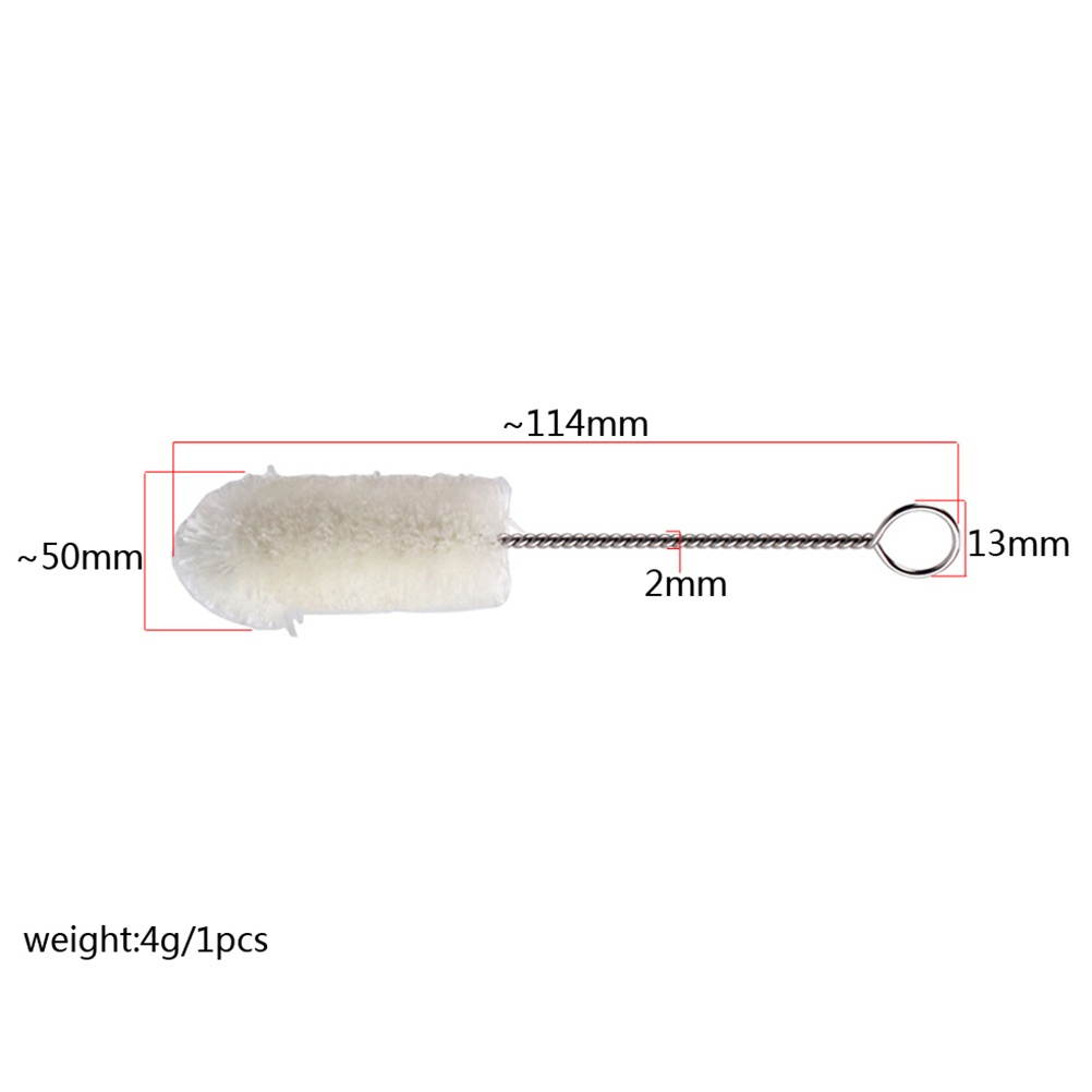 1 Pc Universal Fluff Mouthpiece Cleaning Brush with Metal Handle for Trumpet Woodwind Instrument (White)