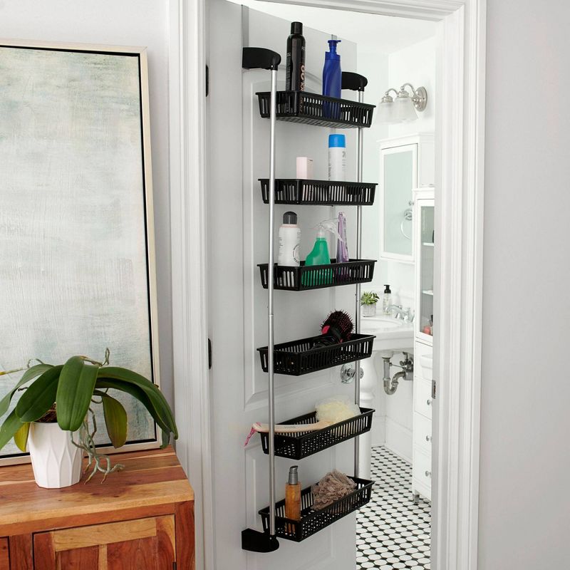 Household Essentials 6 Basket Over-the-Door Storage Rack Black
