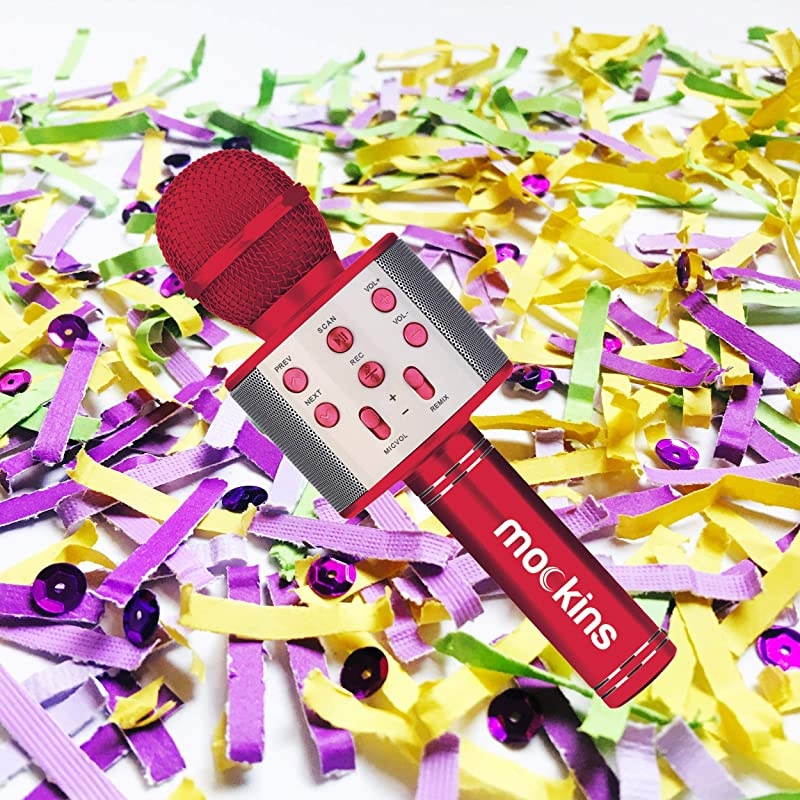 Wireless Bluetooth Karaoke Microphone with Built in Bluetooth Speaker AllinOne Karaoke Machine | Compatible with Android iOS iPhone Red Color