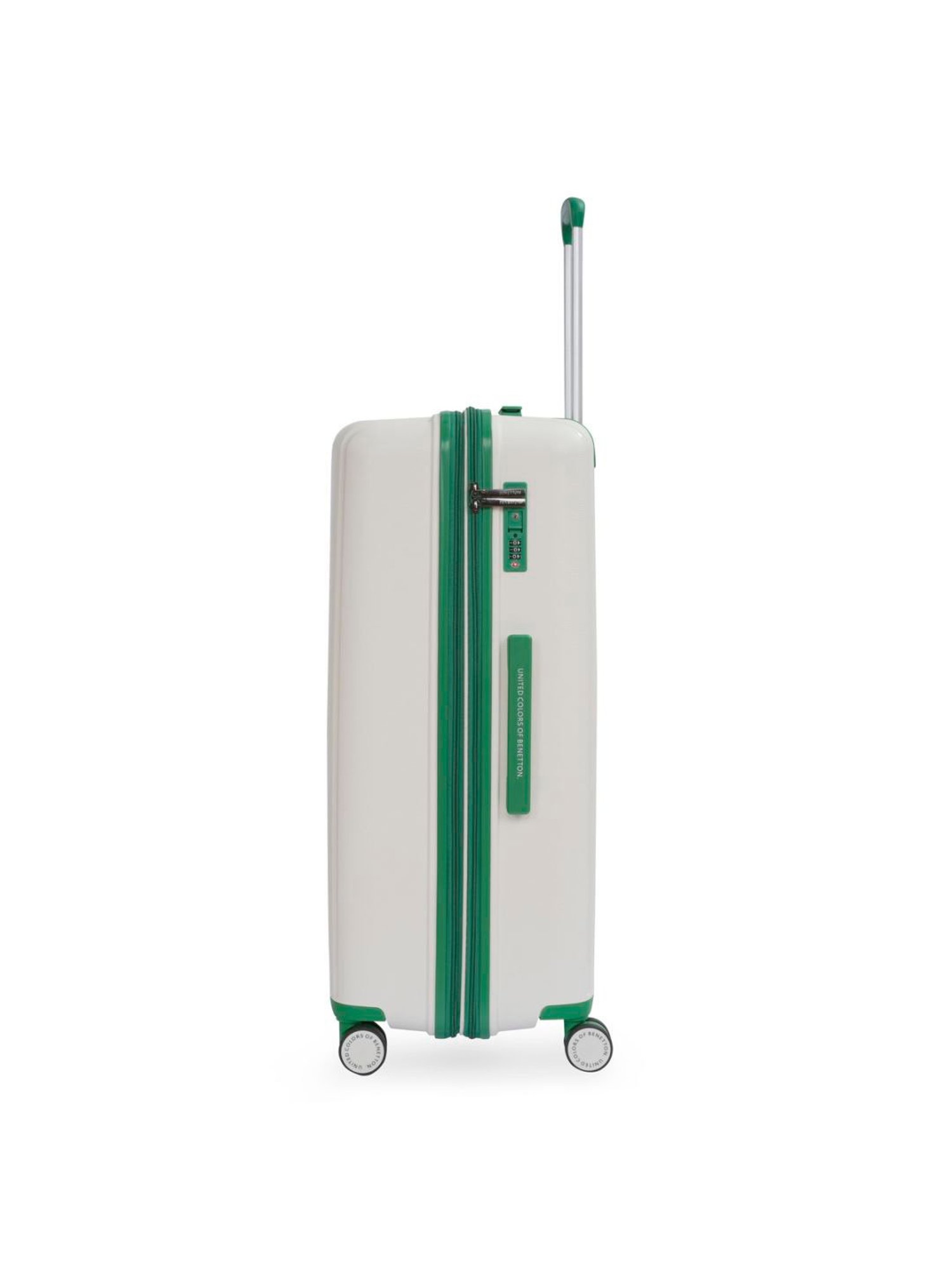 United Colors of Benetton Emerald White Textured Hard Large Trolley Bag - 76 Cm