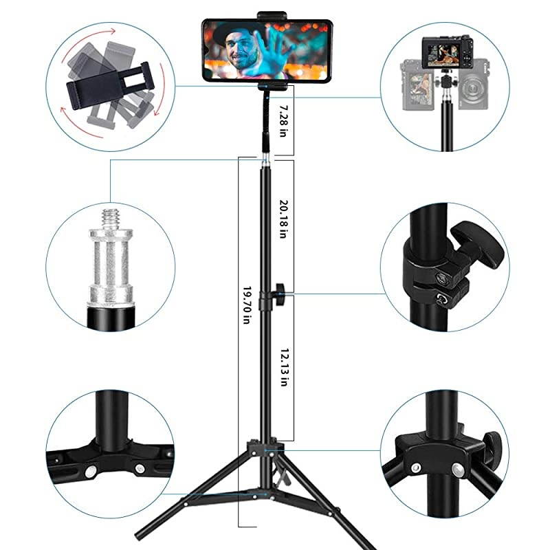 Stand, 2 Pack Mic Arm Stand Boom Suspension Stand, Desk C Clamp Light Mount Stand with 1/4" Ball Head for Ring Light/Video Light//Video Conference Light