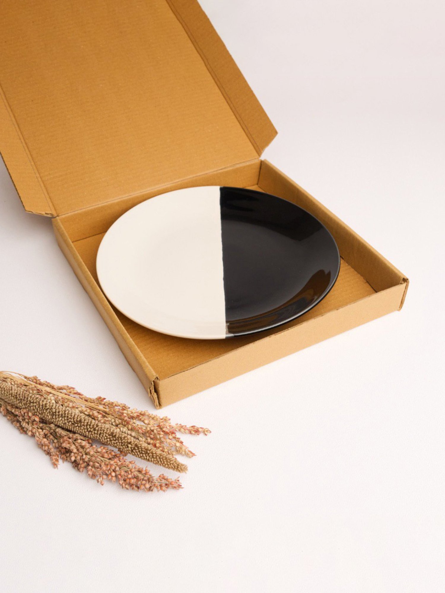 BlackCarrot Black & White Ceramic Dinner Plates - Set of 2