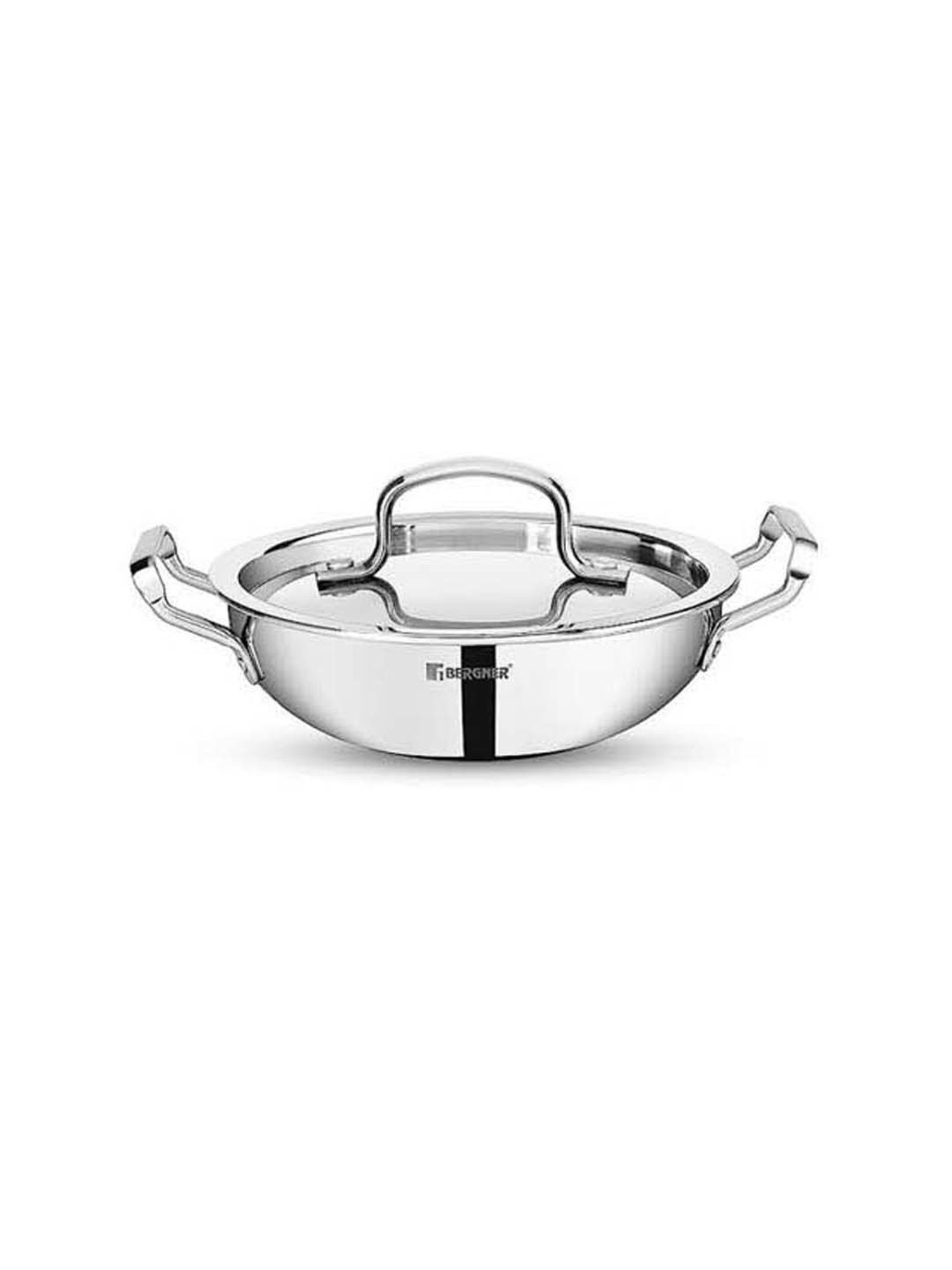 ALLO Silver Stainless Steel Induction Friendly Triply Kadhai (3 L)