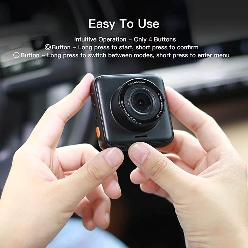 Mini Dash Cam 1080P Car Camera Driving Recorder Night Vision, 170&deg; Wide Angle, Motion Detection, Parking Monitoring, G-Sensor, Loop Recording