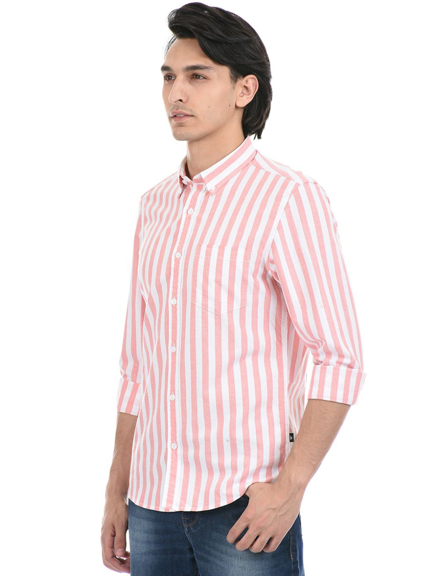 London Fog Pink Regular Fit Striped Shirt