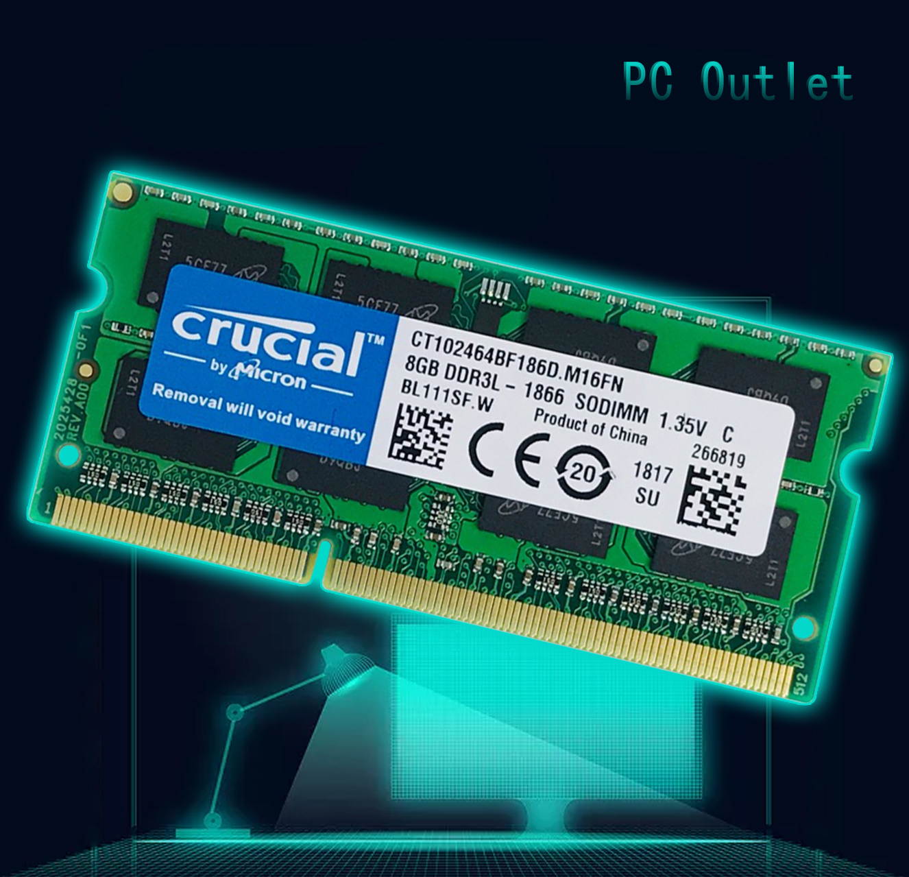 Crucial Laptop Ram 8GB x1 DDR3L-1866 RAM PC3L-14900 CT102464BF186D.M16FN SODIMM Memory 204pin 1.35V
