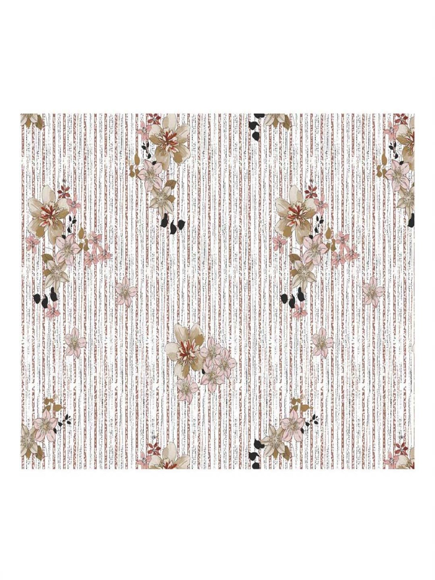 BELLA CASA Genteel Floral Brown 180 TC Cotton Bedsheet with 2 Pillow Covers