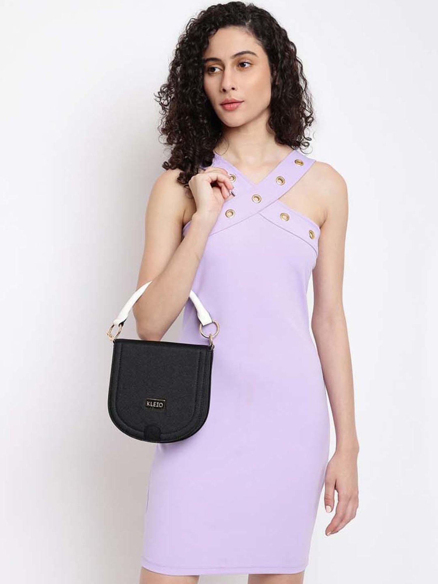 KLEIO Black Solid Small Sling Handbag