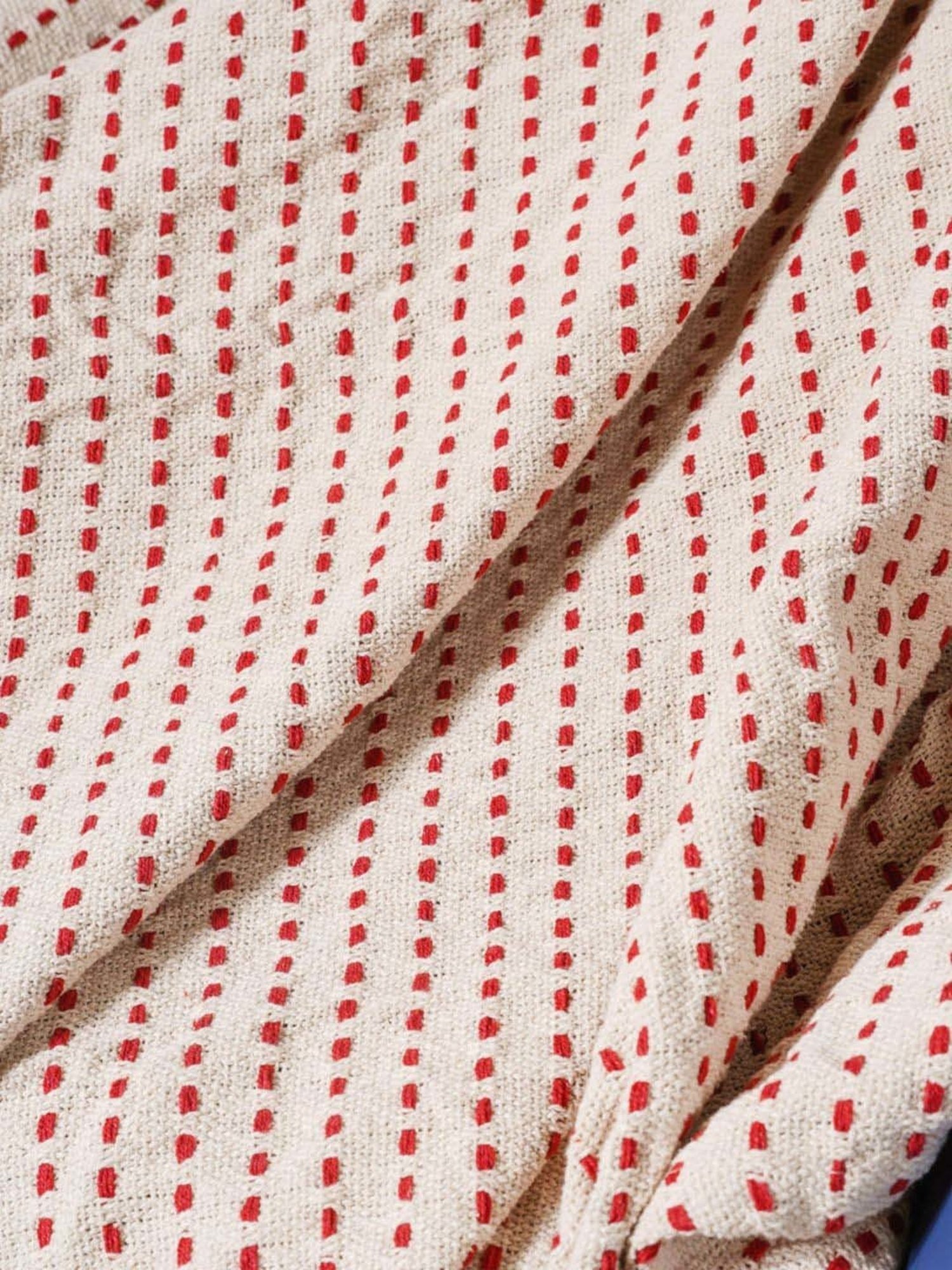 Nestasia Red & Cream Organic Cotton Knitted Throw blanket with texture for Living Room or Bedroom