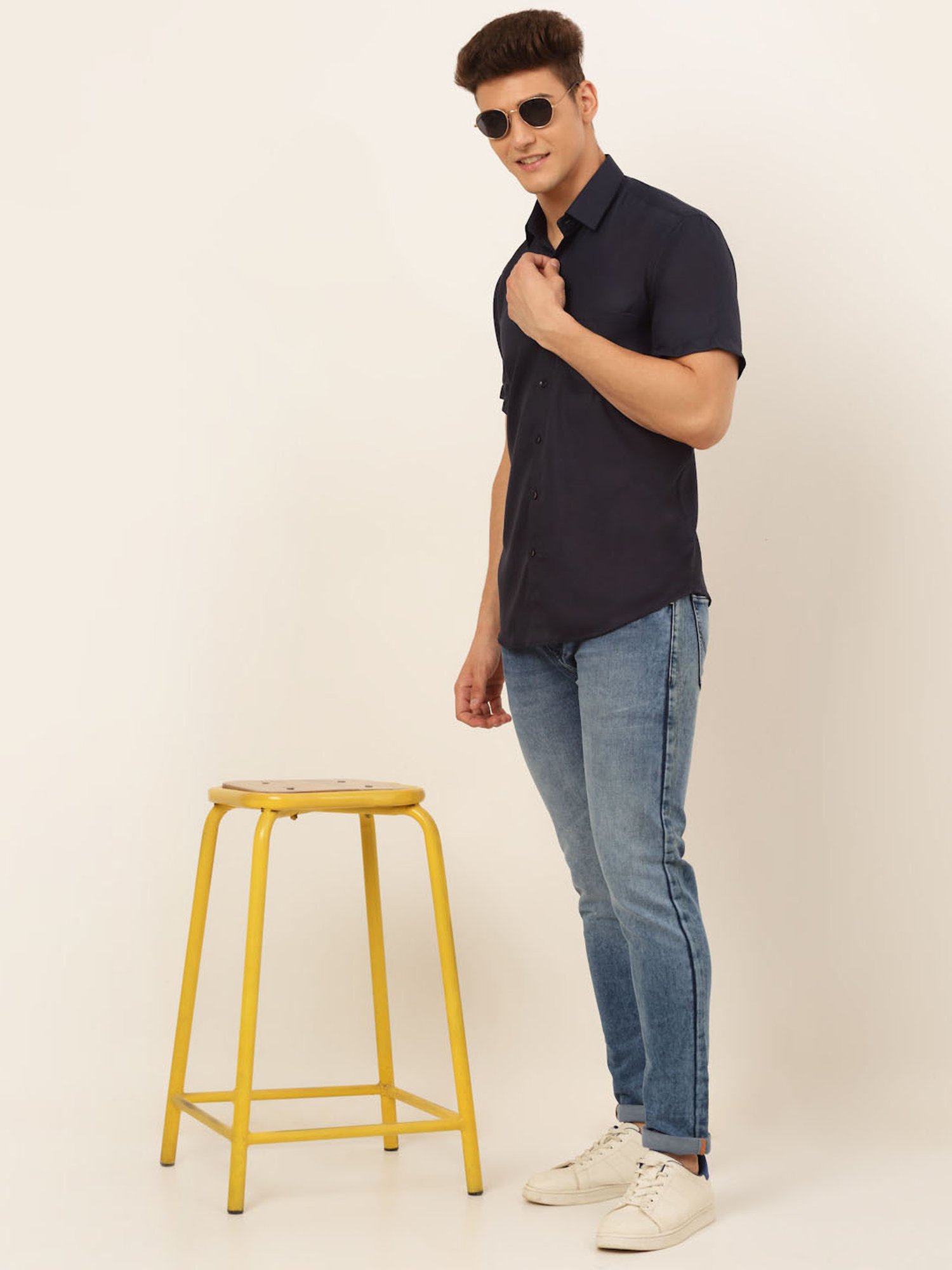 Jainish Navy Regular Fit Shirt