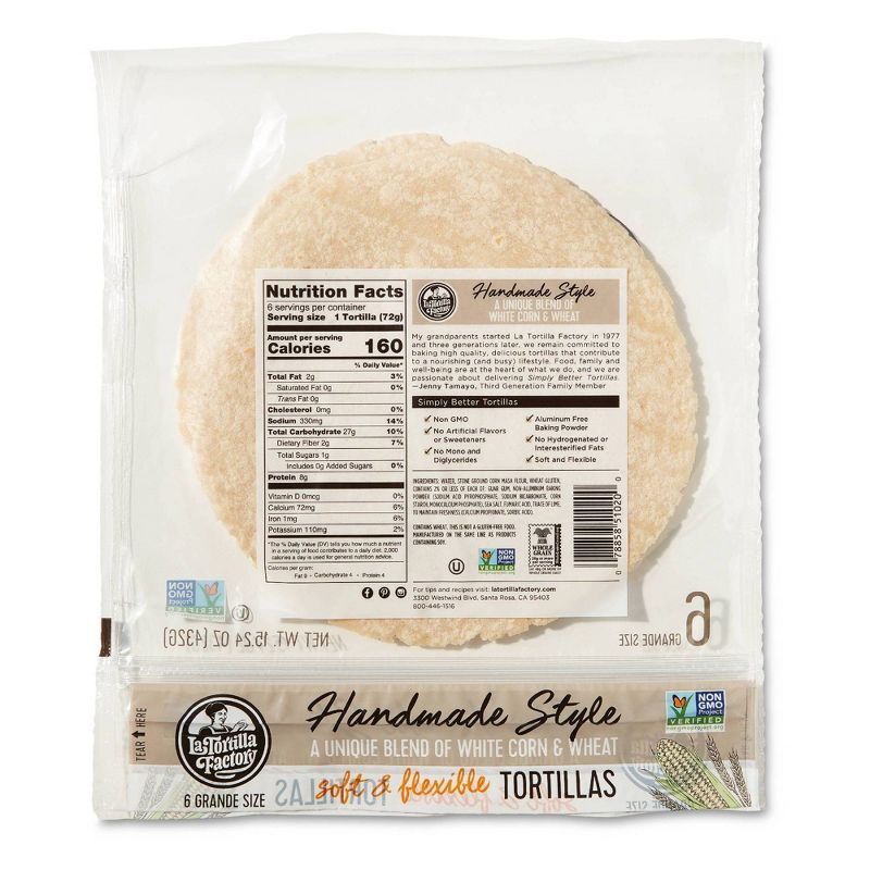 La tortilla Factory Handmade Style White Corn Tortillas - 15.24oz/6ct