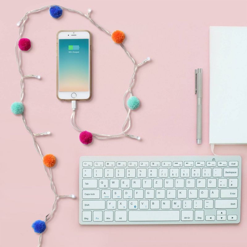 46" LED Pom Pom Phone Charger USB Cable