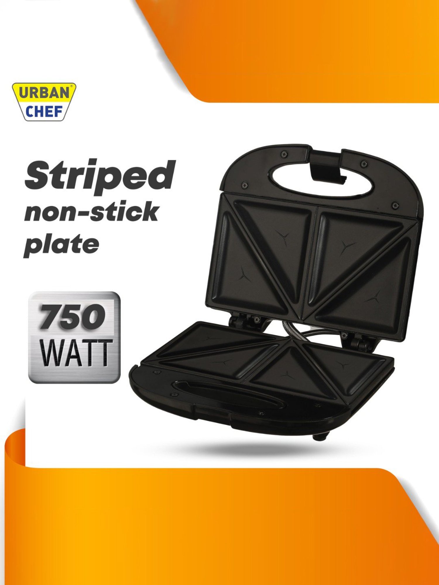 Borosil Sandwich Maker 700W Non Stick Coating (Black)