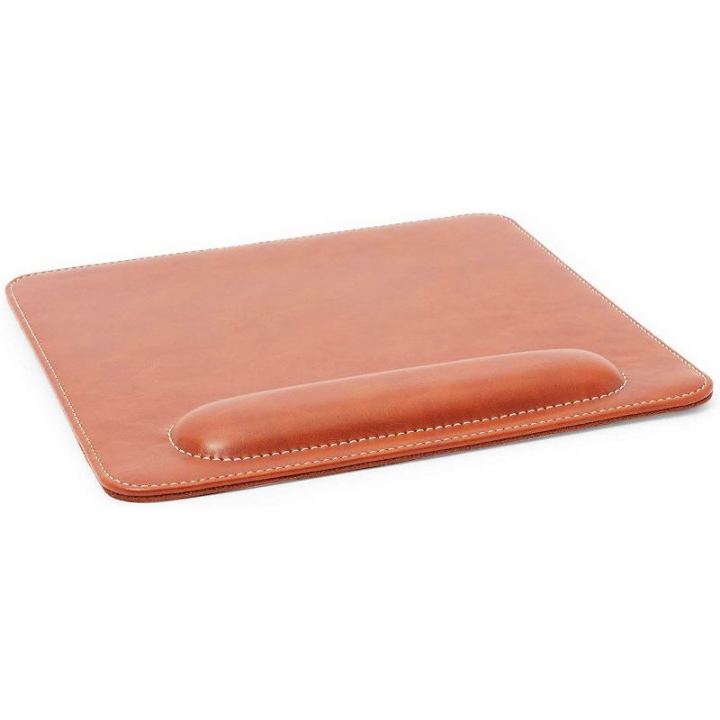 Stockroom Plus Computer Mouse Pad Mousepad with Wrist Rest Support, Brown PU Leather Office Desk Accessories