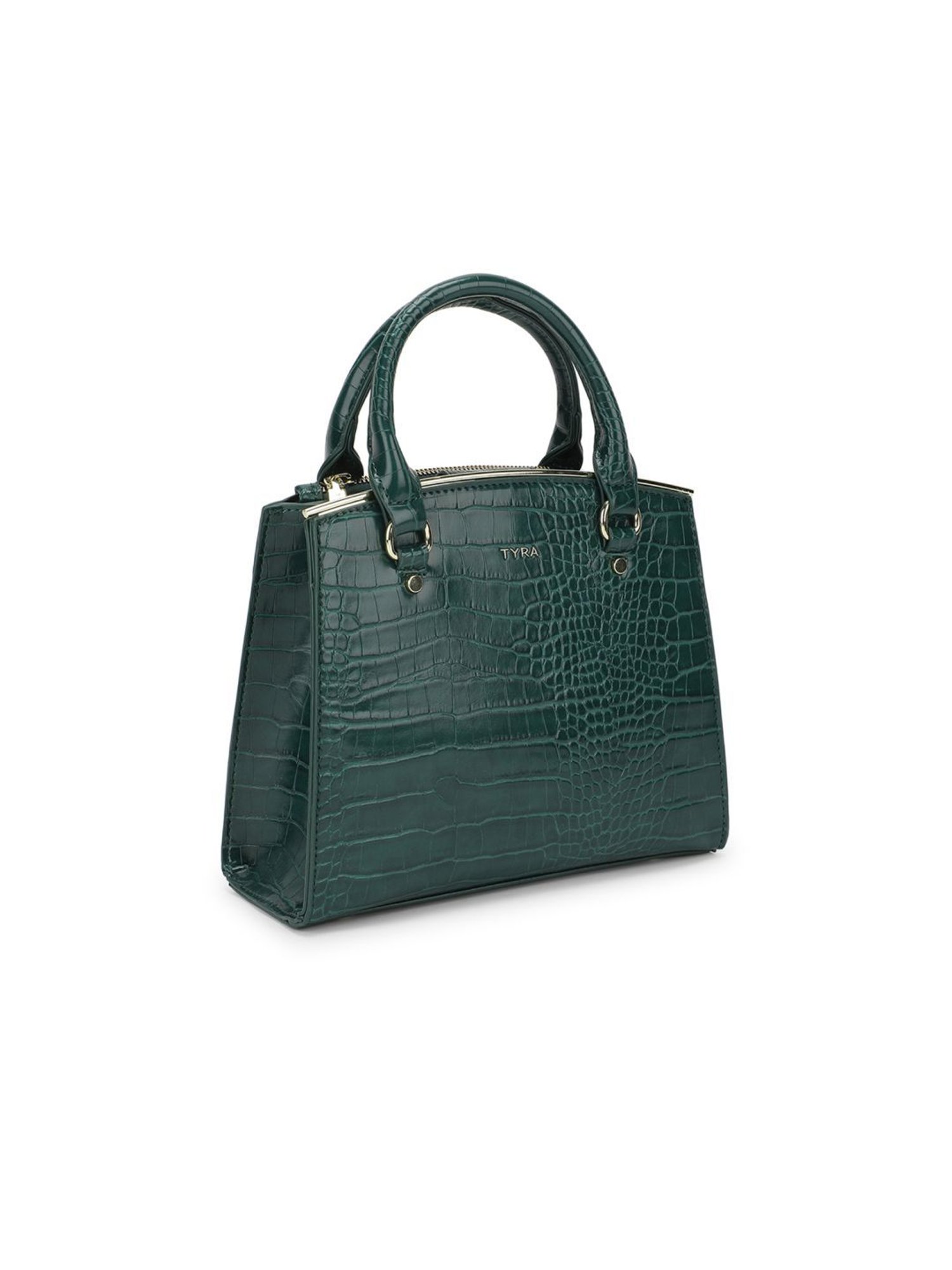 Tyra Calla Green Textured Faux Leather Handbag