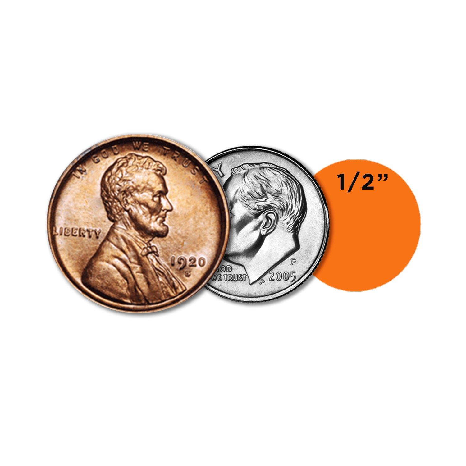 ChromaLabel 1/2 inch Color-Code Dot Labels on Sheets | 1,200/Pack (Orange)