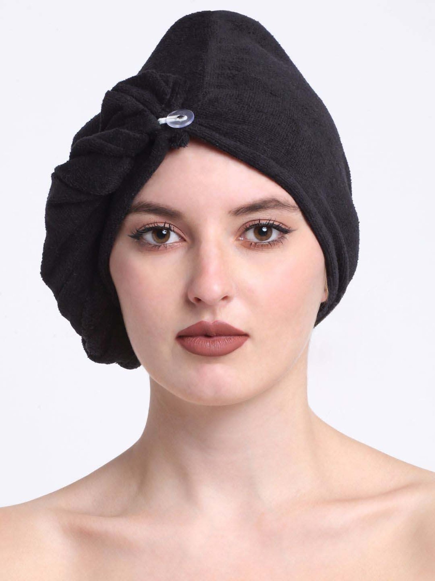 Creeva Luxury Black Cotton 380 GSM Hair Wrap - Set of 2