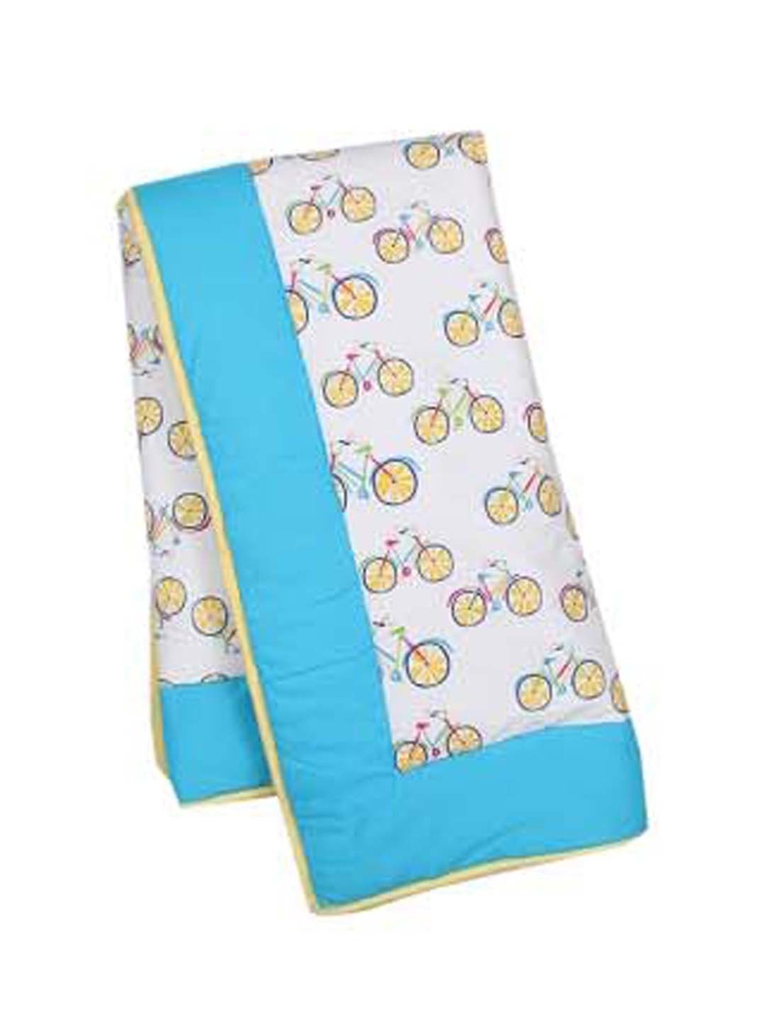 House This Ambrella White & Blue 100% Cotton 180 TC Queen-Sized Quilt - Set of 1