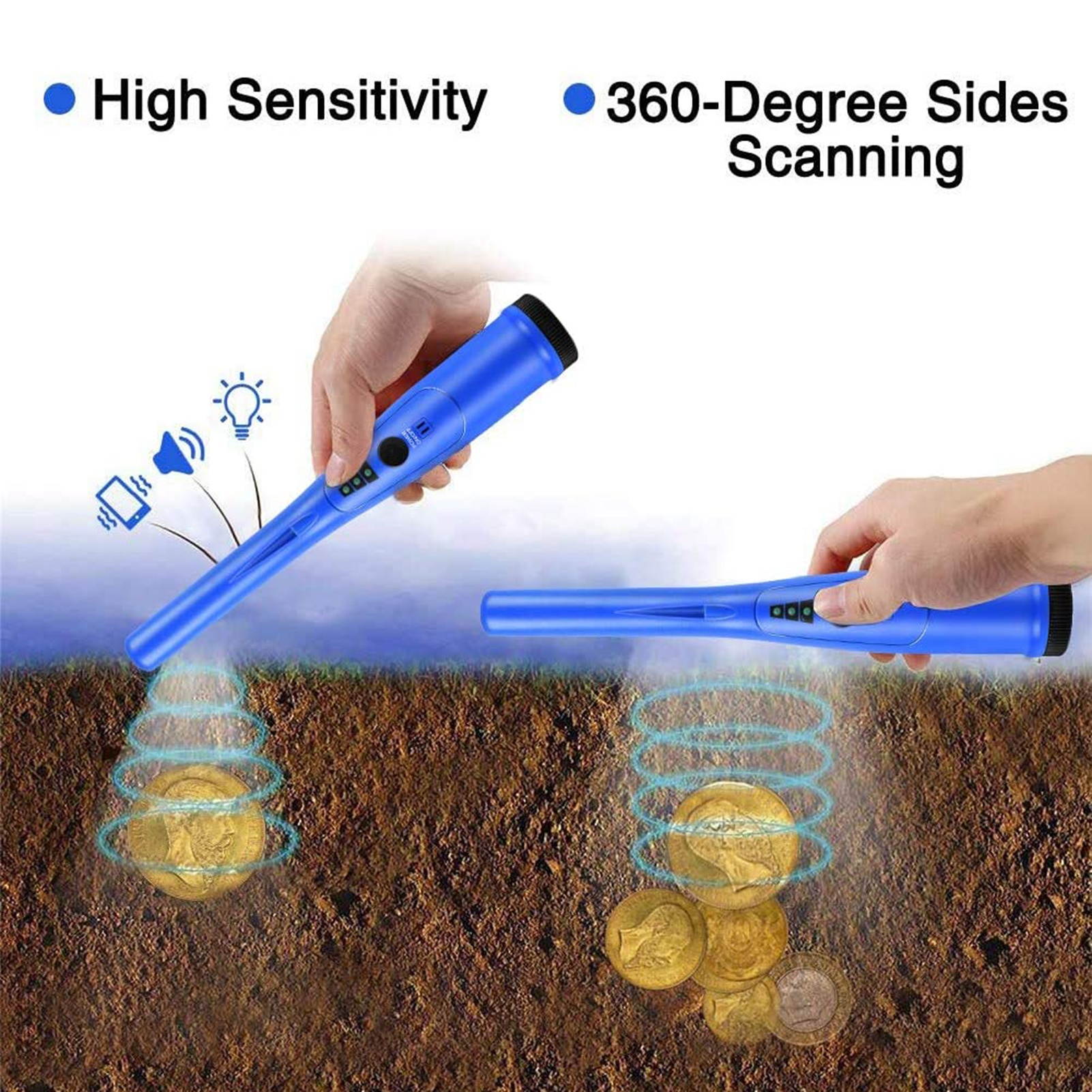 Handheld Needle Metal Detector Waterproof High Sensitivity Treasure Hunter