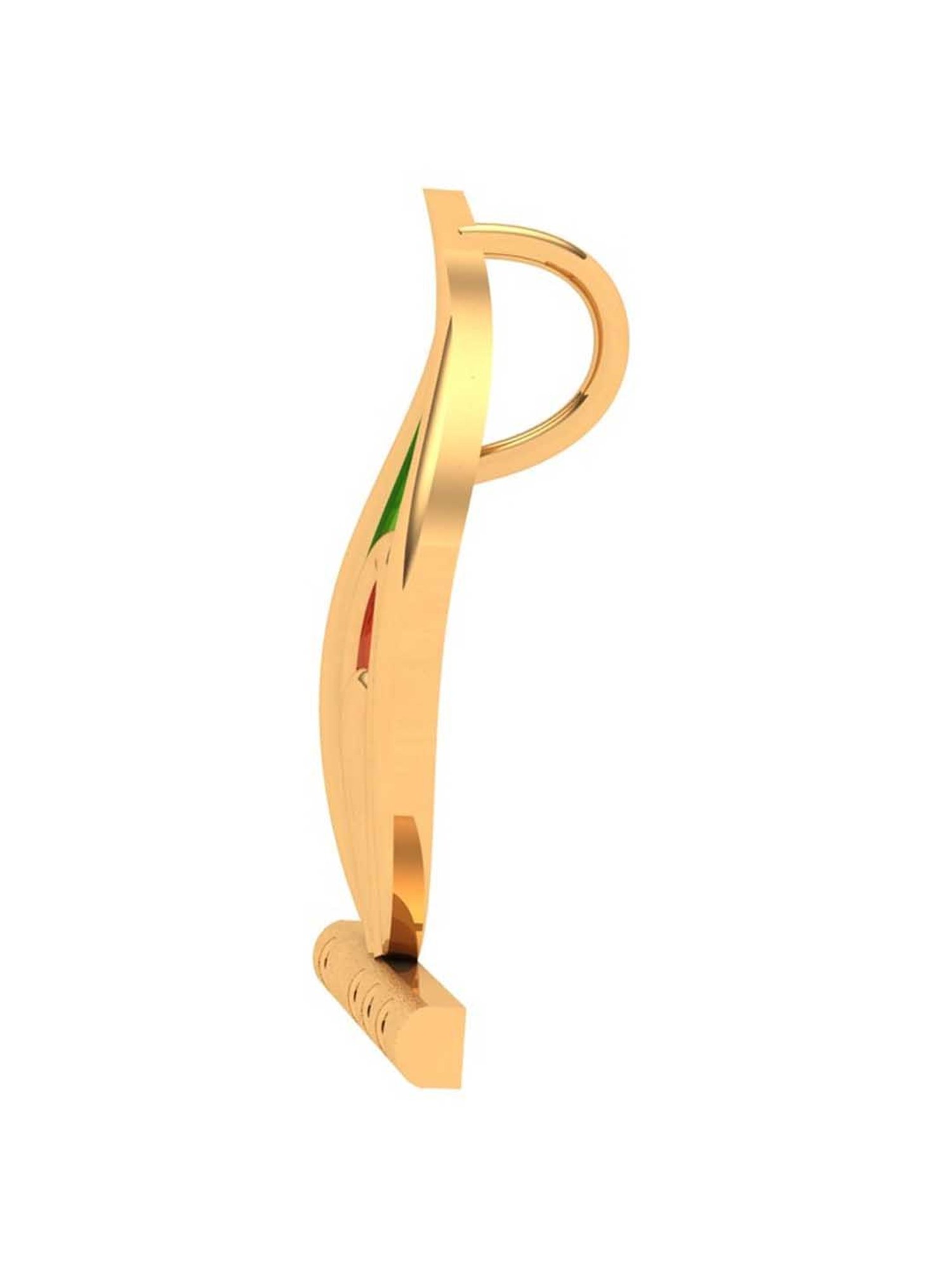 P.C. Chandra Jewellers 18k Yellow Gold Predominant Peacock Feather Pendant