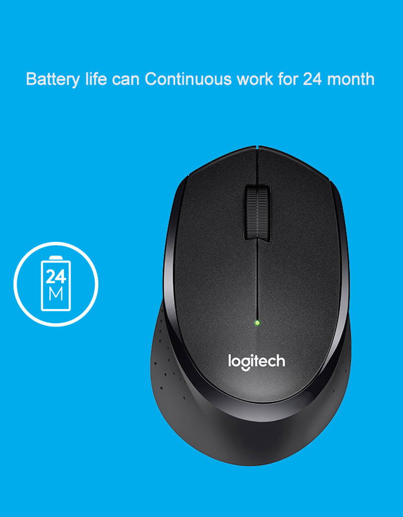 Logitech M330 Wireless Mouse Silent Mouse with 2.4GHz USB 1000DPI Optical Mouse for Office Home black