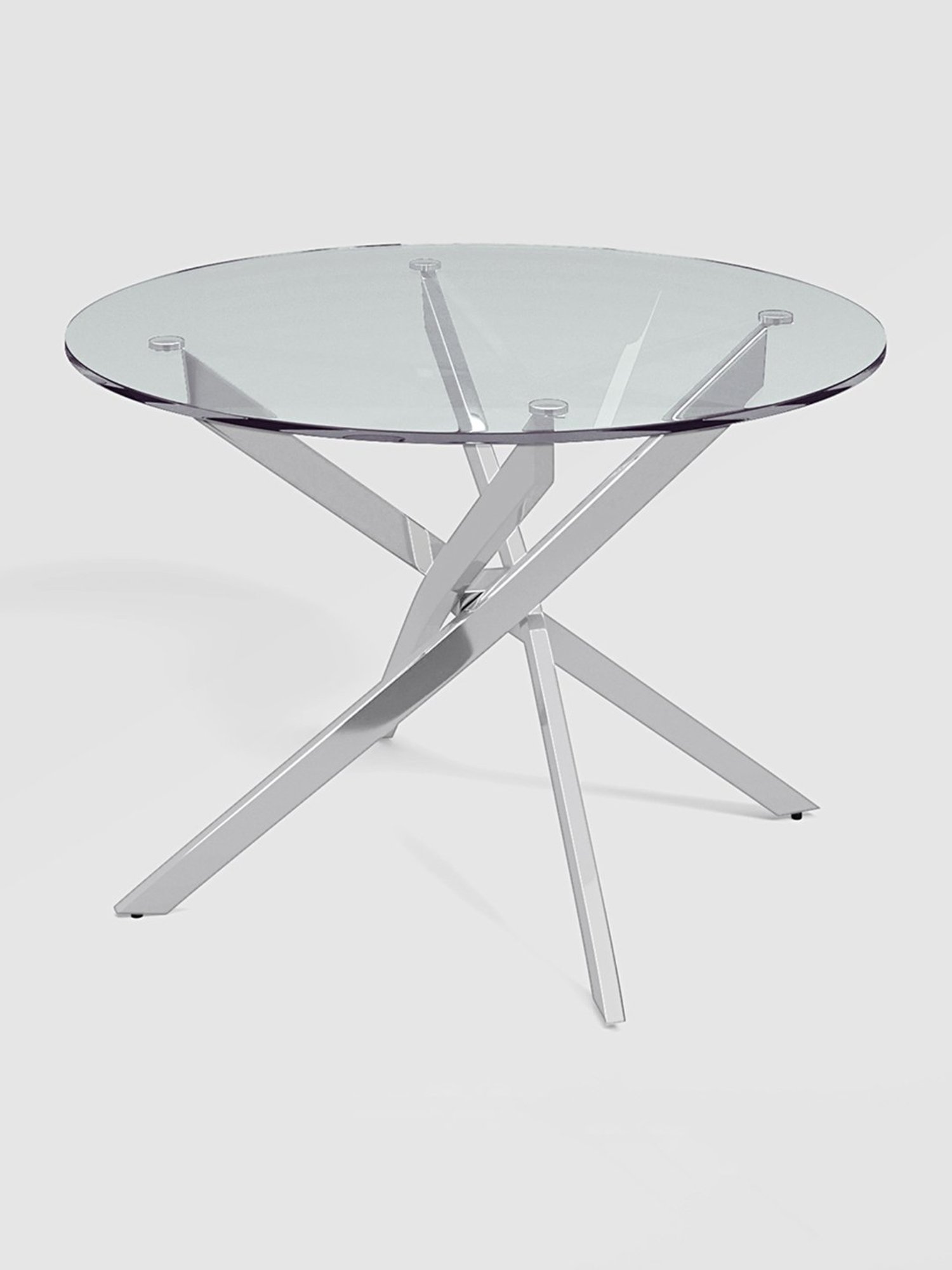 Godrej Interio Astral Silver Tempered Glass 4 Seater Circular Dining Table