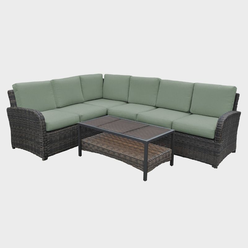 Jackson 5pc Sectional with Sunbrella - Sage - Leisure Made