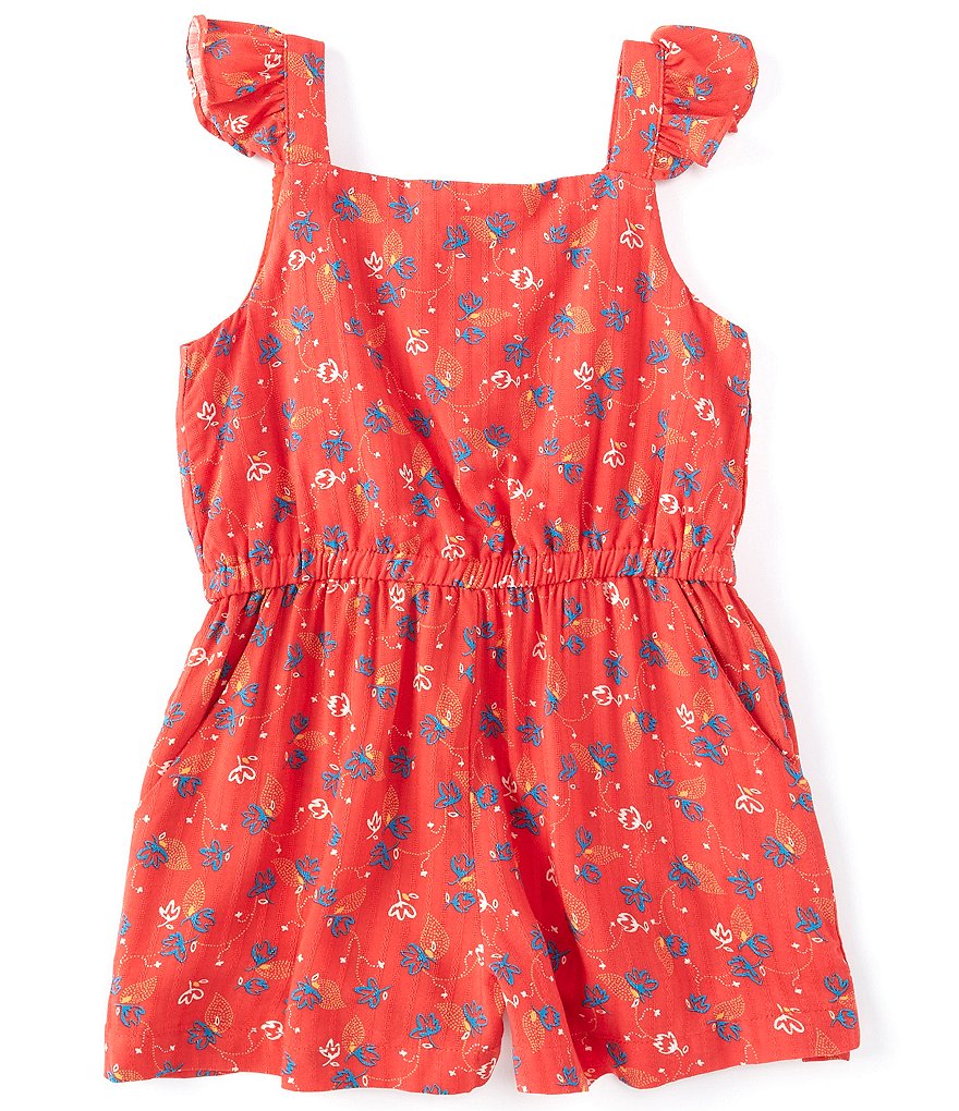 Flapdoodles Little Girls 2T-6X Short-Sleeve Kitty Paperbag-Waist Romper