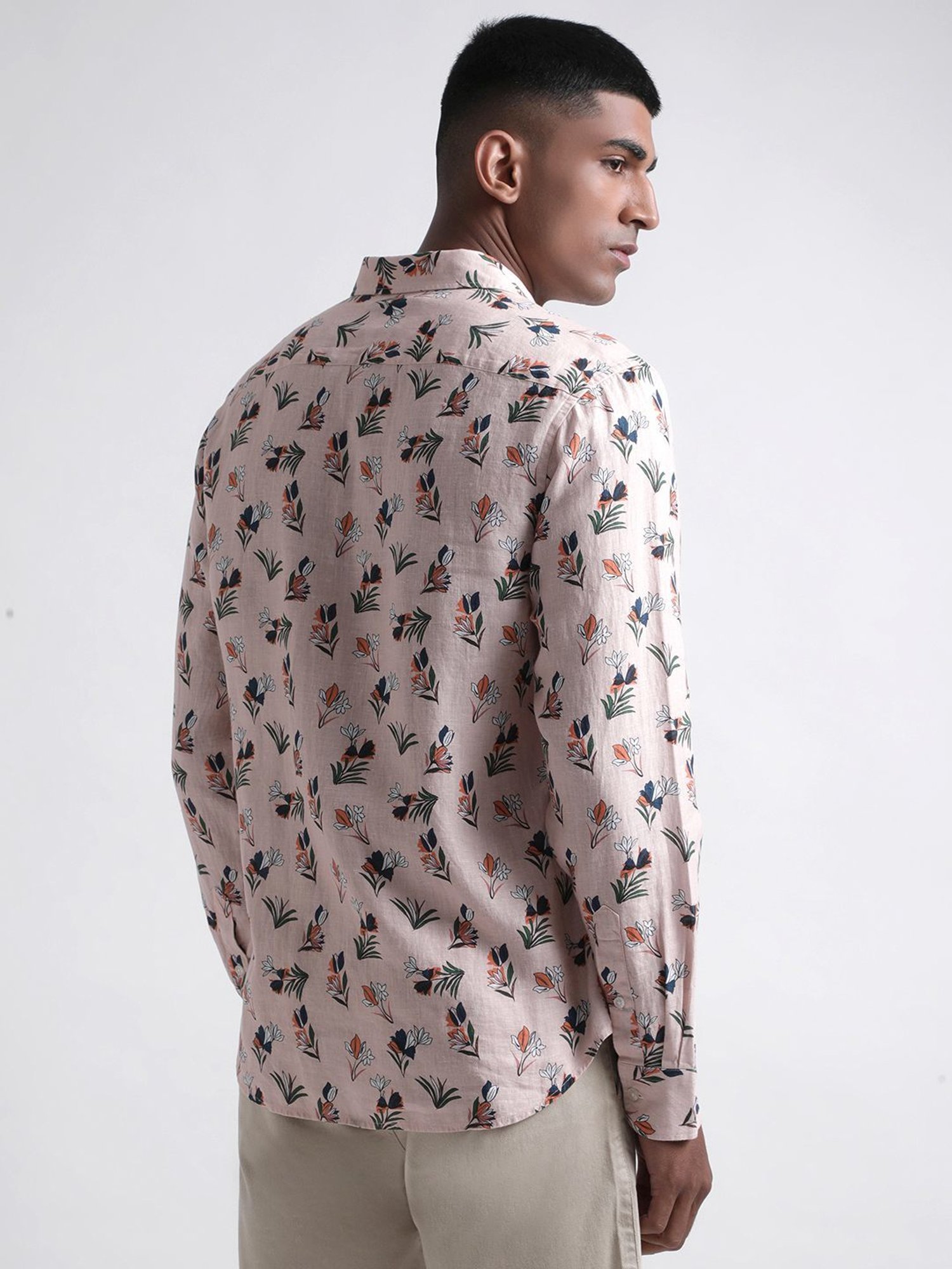 Iconic Men Printed Regular Fit Linen Shirt