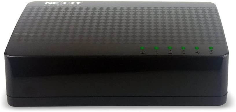 Nexxt Solutions 5-Port Fast Ethernet Network Switch [Naxos500] | Smart Plug and Play Unmanaged Desktop Switch with Internet Splitter