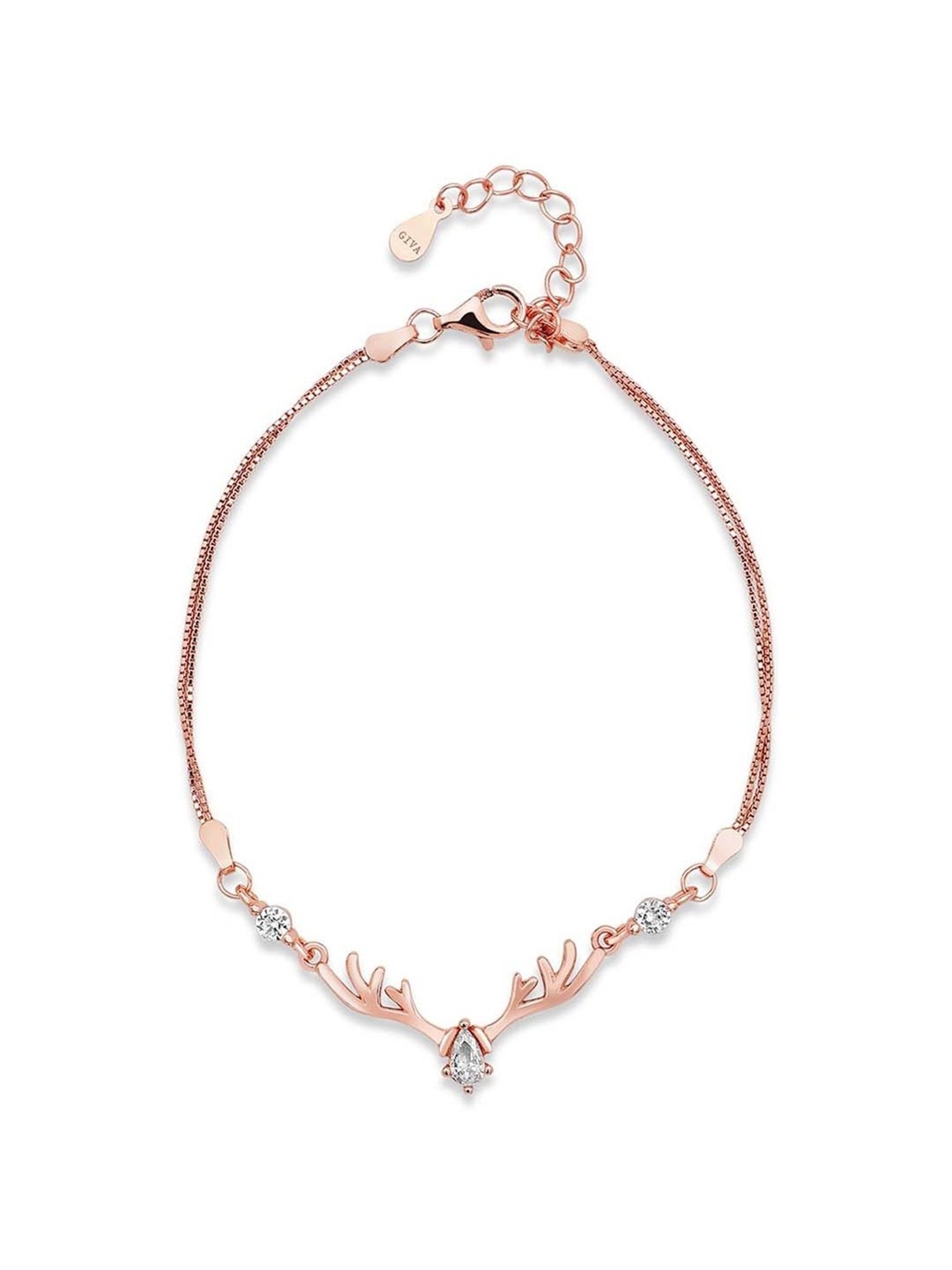 GIVA Anushka's 92.5 Sterling Silver Deer Rose Gold Bracelet for Women