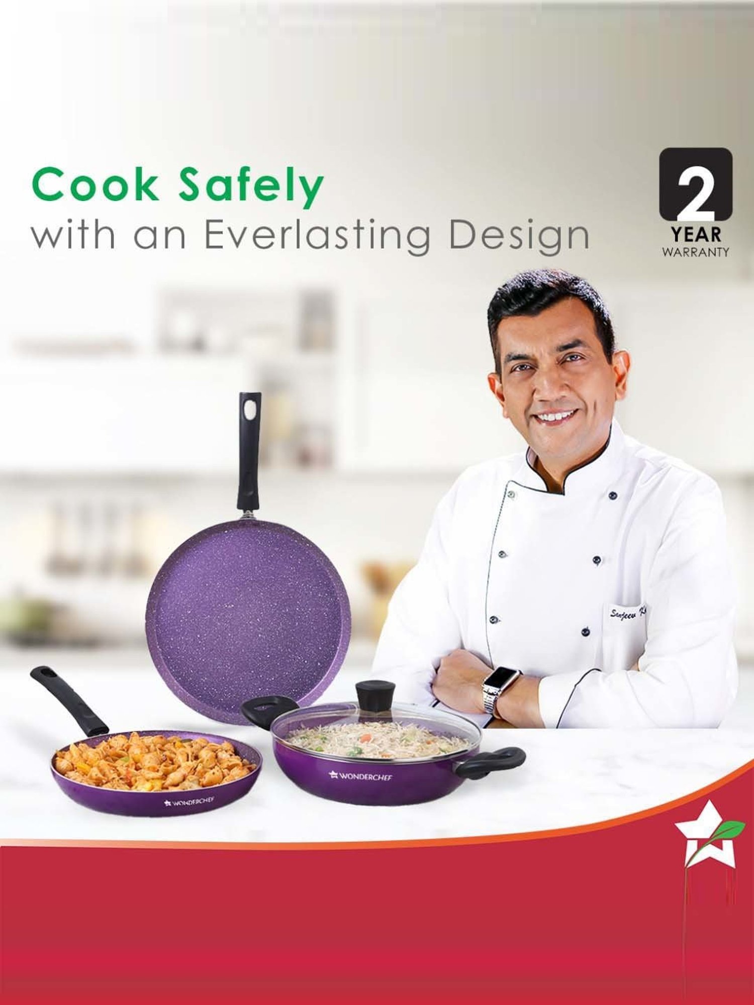 Wonderchef Tivoli Induction Bottom Purple Non-Stick 4-Piece Cookware Set