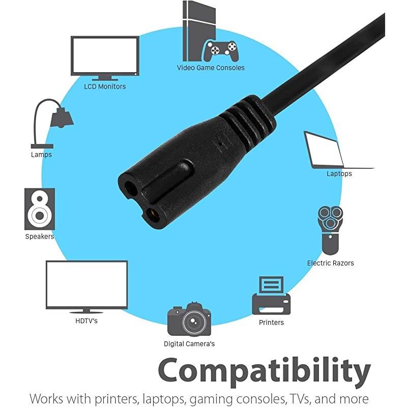 Prong 6FT TV Power Cable Cord for TCL 3S305 8S305 40S305 43S305 49S305 49S517 55S405 55S517 55R616 55R617 65S405 48FD700 40FD700 8S3750 3S3800 3D100 Ultra HD Roku Smart LED TV