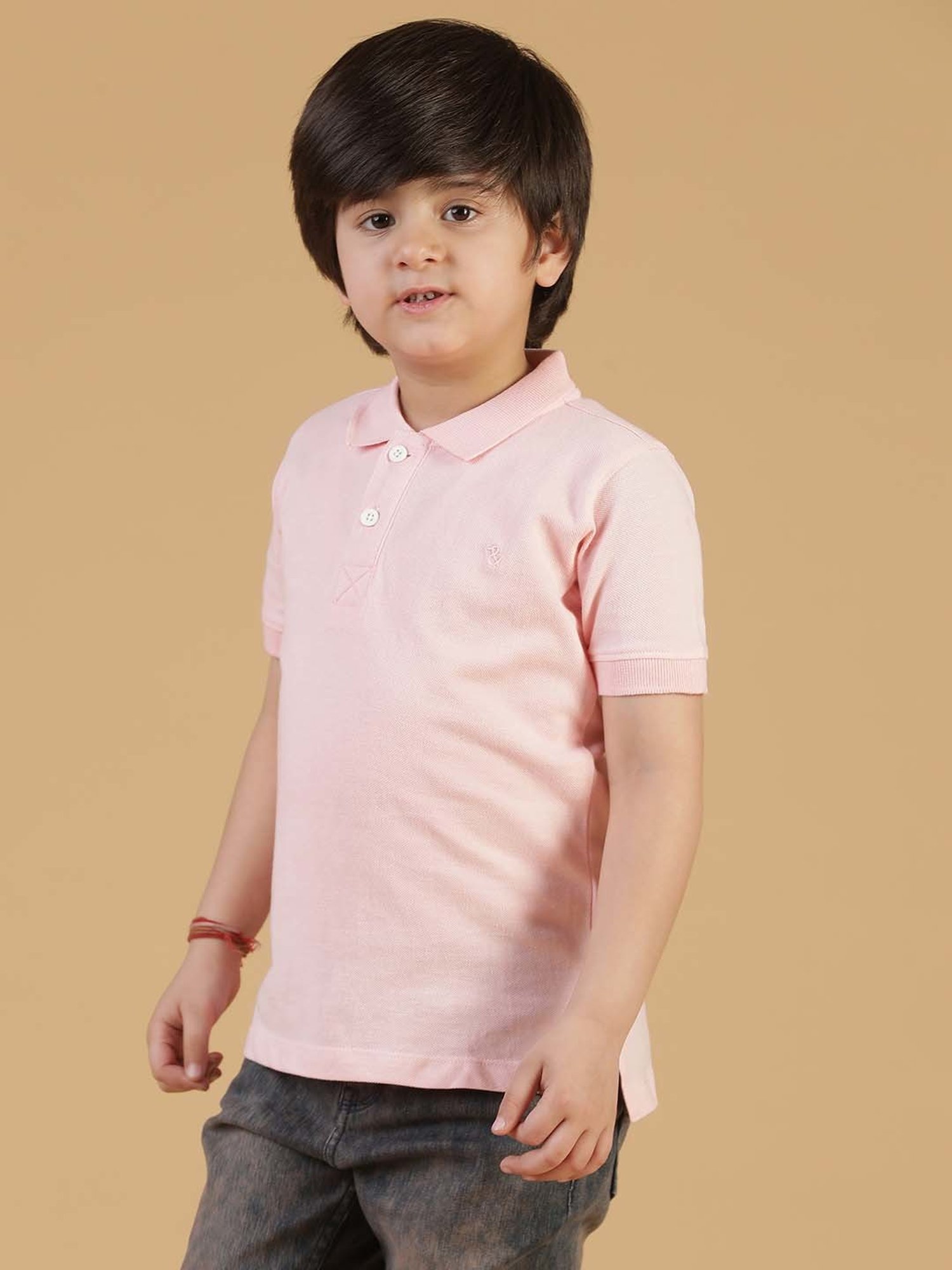 Tales & Stories Kids Pink Cotton Regular Fit Polo T-Shirt