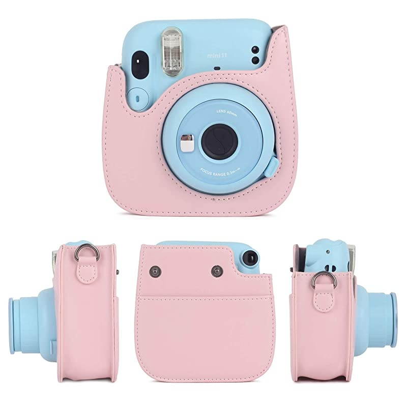 Instant Camera Accessories Compatible with Fujifilm Instax Mini 11 Instant Film Camera Include CaseAlbumWall Hang FramesFilm FramesBorder StickersCorner Stickers Blush Pink