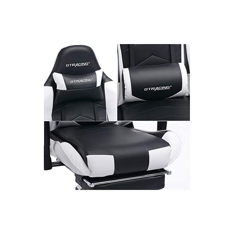 Gaming Chair with Footrest Big and Tall Office Executive Chair Heavy Duty Adjustable Recliner with Headrest Lumbar Support Cushion Desk Chair Black