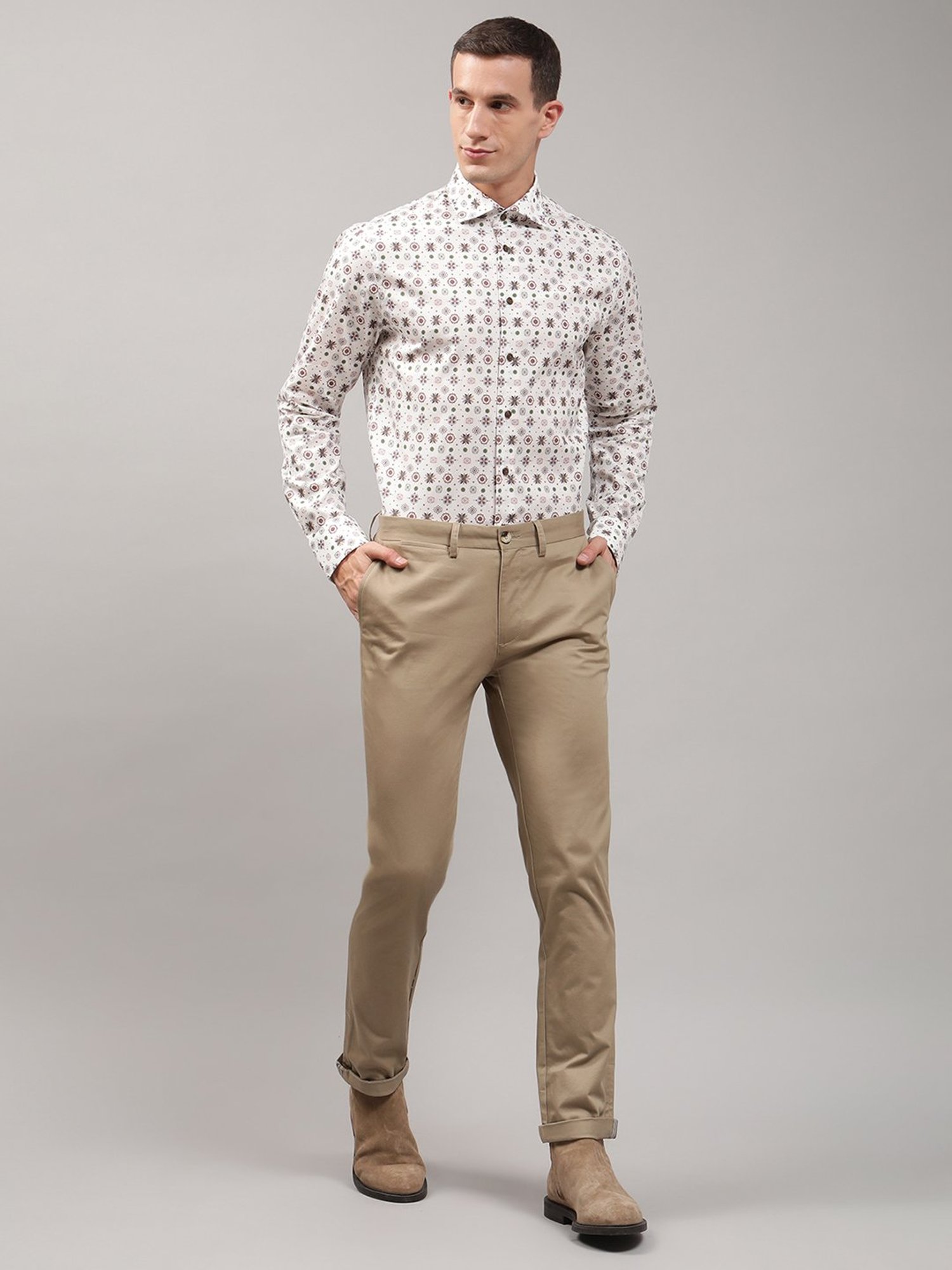 Matinique White Regular Fit Printed Cotton Shirt