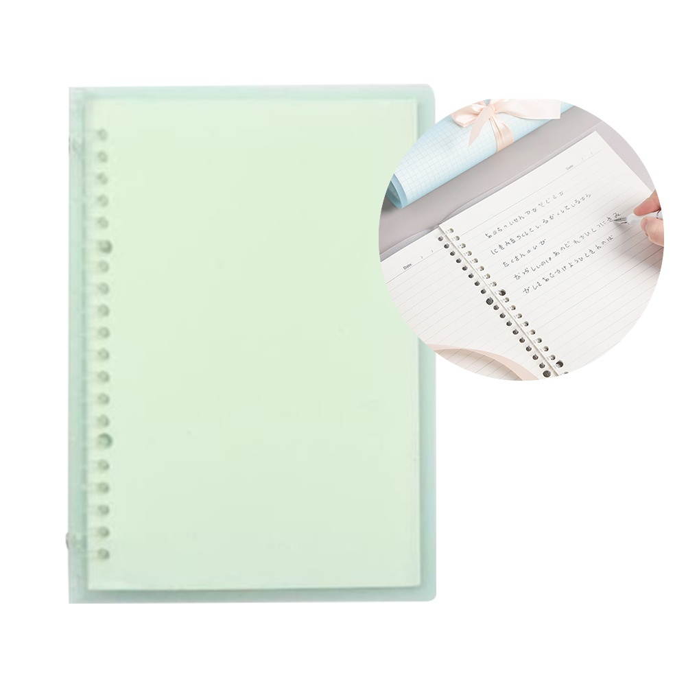 Transparent A5 Refillable Notebook 20 Rings/Holes Loose Leaf Binder Flexible Waterproof PP Cover 30 Sheets Ruled Lined Paper Refillable Binder for Office Home School Students Supplies
