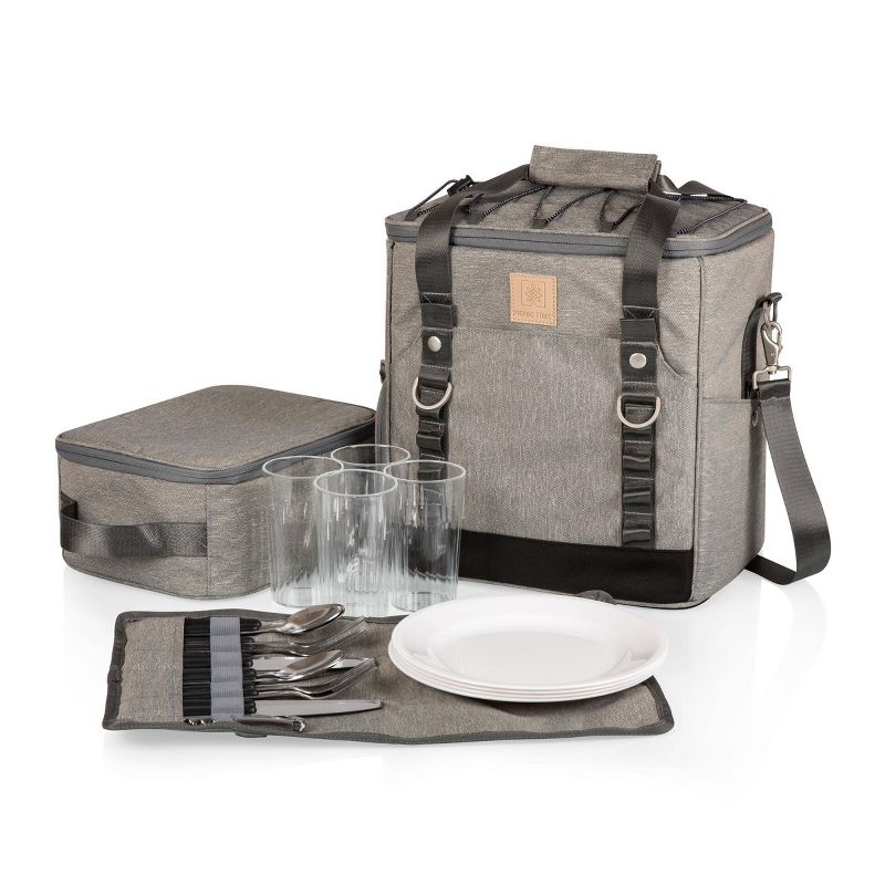 Picnic at Ascot Insulated Picnic Basket/Cooler Fully Equipped with Service for 2 - Trellis Green