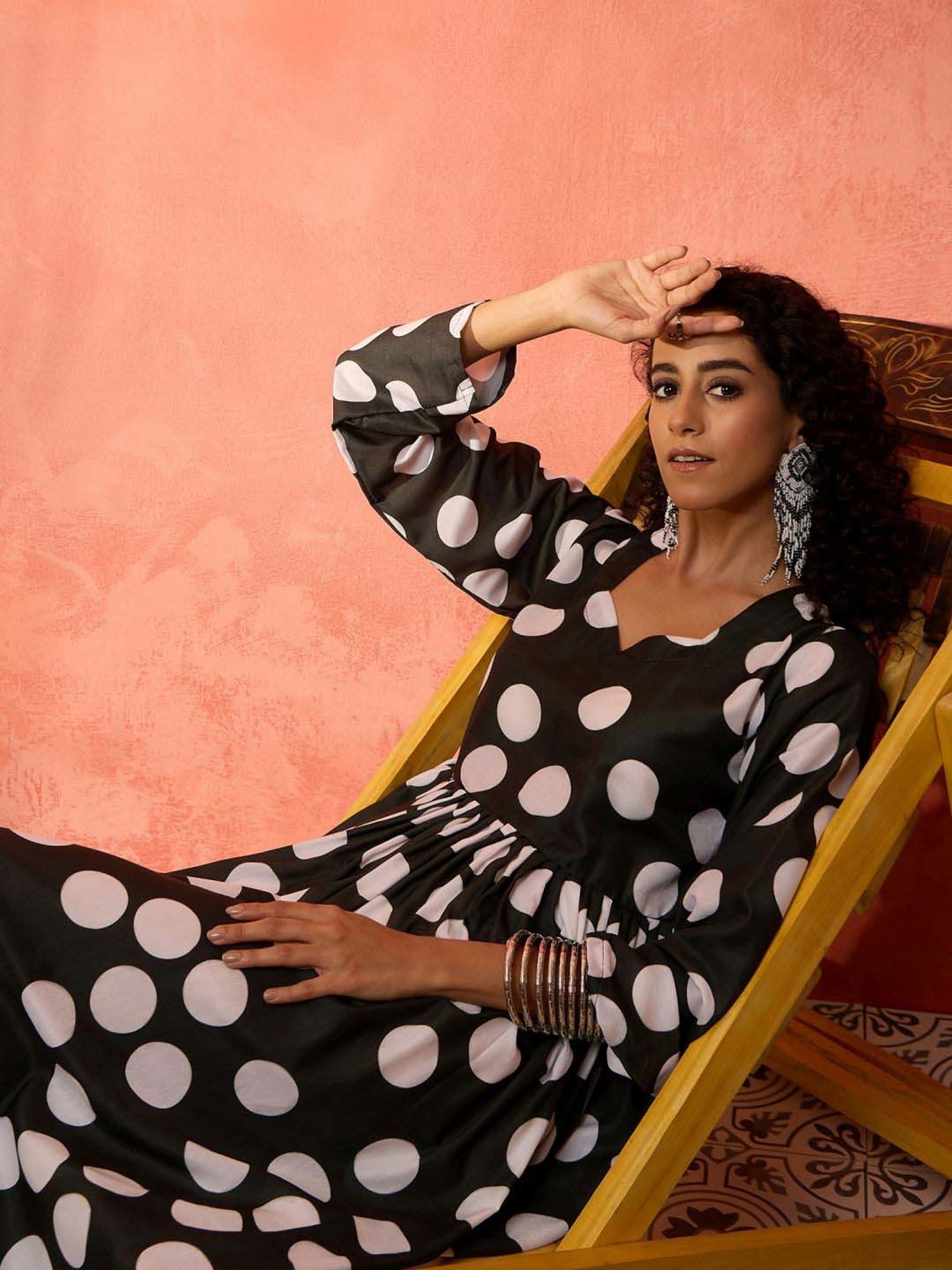 Saffron Threads Black Cotton Floral Print Ethnic Dress