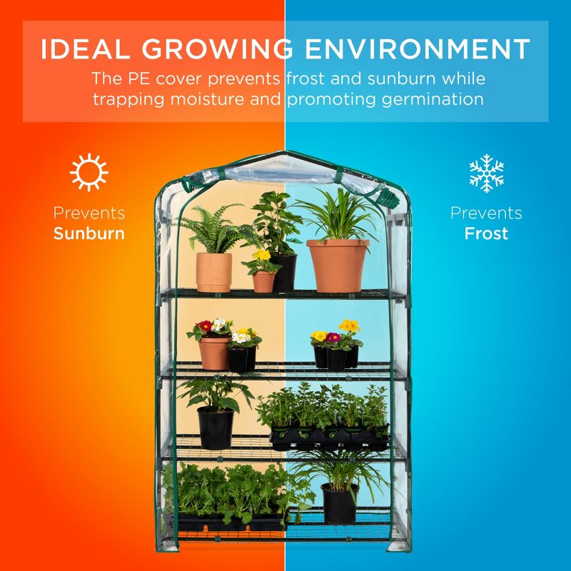 Best Choice Products 40in Wide 4-Tier Mini Greenhouse, Portable Indoor Outdoor Arboretum for Yard w/ Steel Shelves