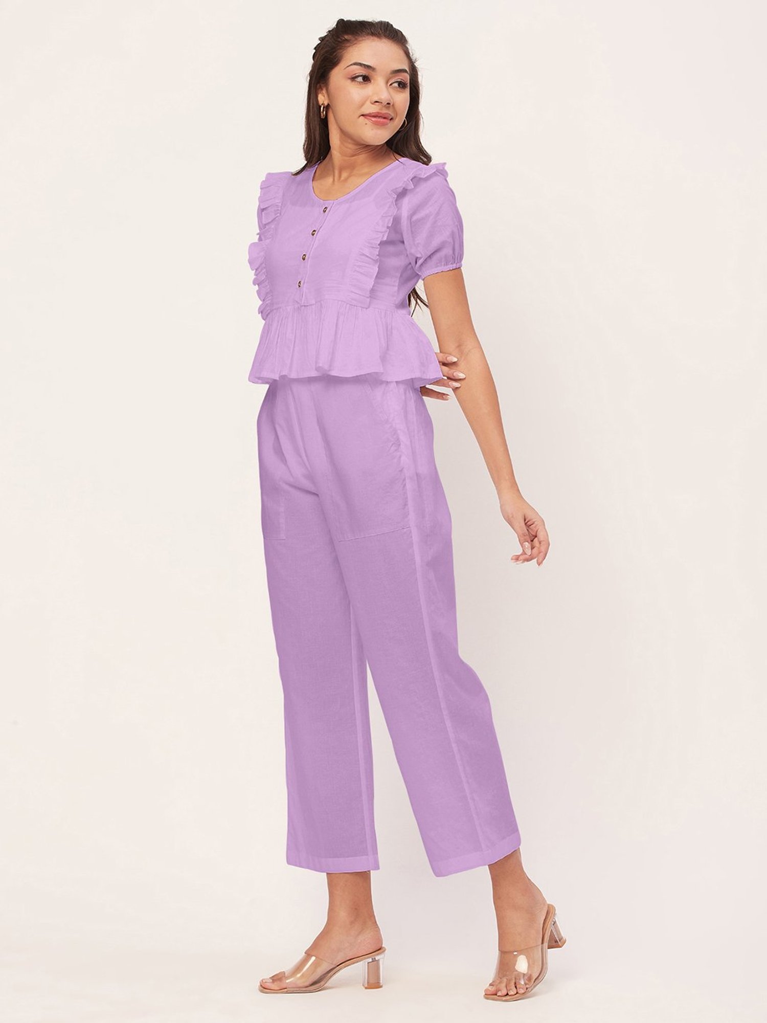 Moomaya Lavender Cotton Regular Fit Co-ord Set